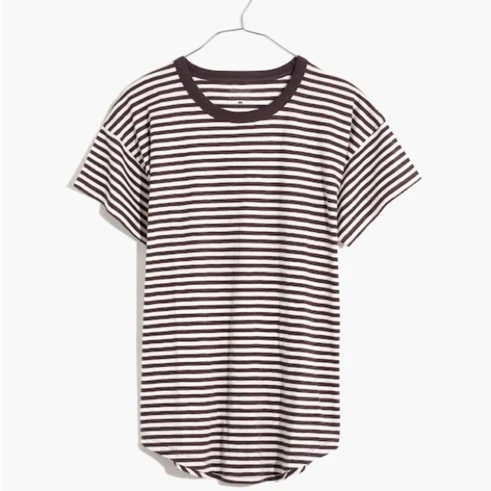 Madewell Whisper Cotton Rib-Crewneck Tee in Damien Stripe M - Picture 4 of 5